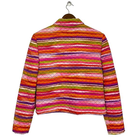 Maggy London | Bright Rainbow Striped Quilted Silk Vintage Jacket - Picture 2 of 9